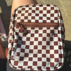 Brixley brown and white checkered purse